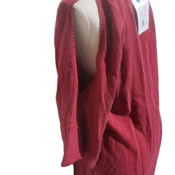 Glam Brand Shift Mini Dress Medium Burgundy Wine Lagenlook Tencel NEW Casual - Picture 4 of 9